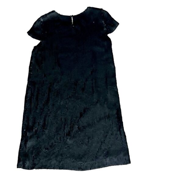 THEORY Sequin Dress Black Silk Maryanka Matte Stretch Mini Cap Sleeves A Line 10 - Picture 6 of 9